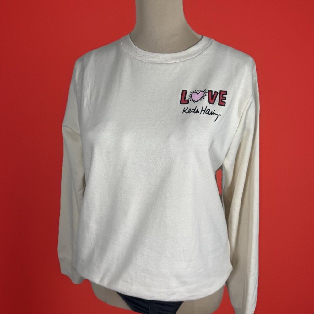 Keith Haring | Valentine | Love Heart | Soft Sweatshirt | Cream | 90s Art - Picture 2 of 7